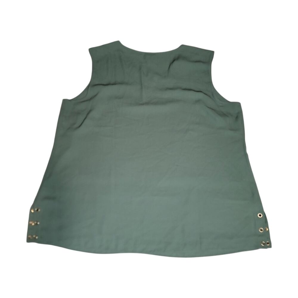 JM Collection Green V-Neckline Grommet-Trim Top XXL - Picture 5 of 12